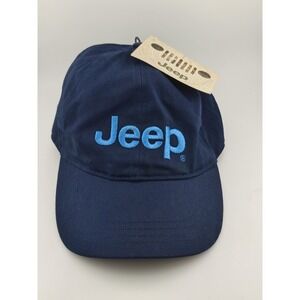 Jeep Hat Cap Stretch Fit Womens One Size Blue Embroidered Logo Baseball New